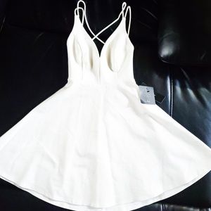 Lulus Believe In Love White Backless Skater Dress